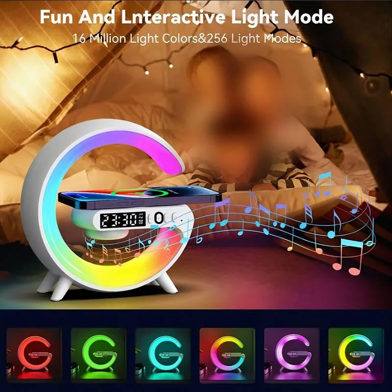 Lampe LED intelligente, chargeur sans fil 4 en 1, veilleuse, réveil et haut-parleur Bluetooth