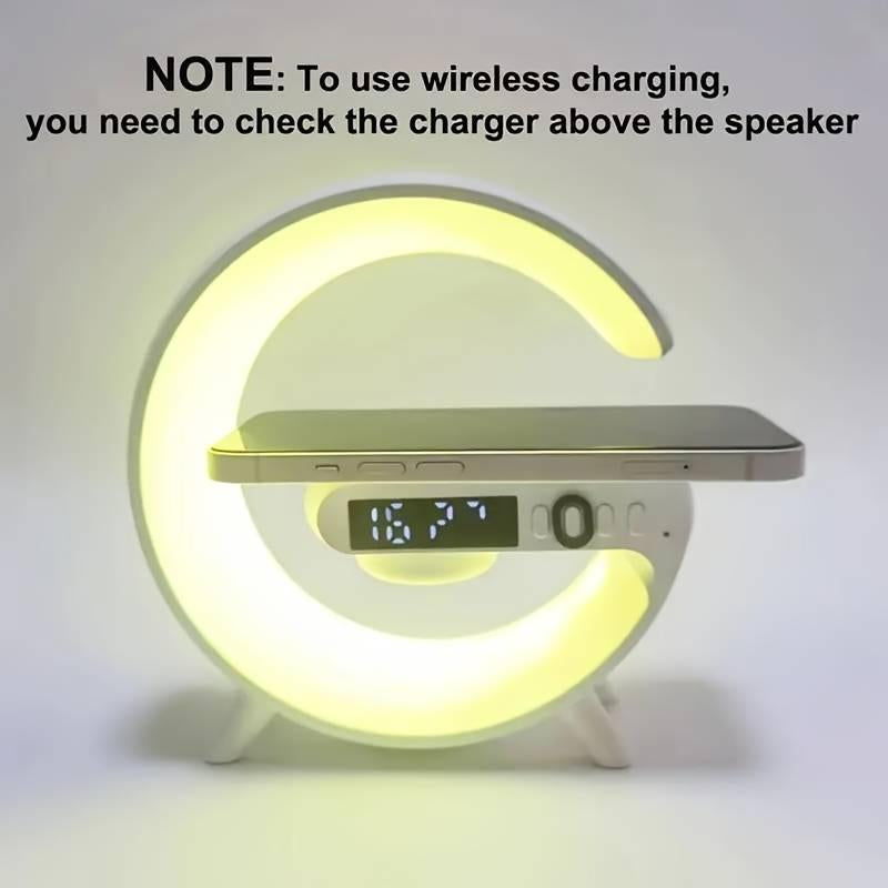 Lampe LED intelligente, chargeur sans fil 4 en 1, veilleuse, réveil et haut-parleur Bluetooth