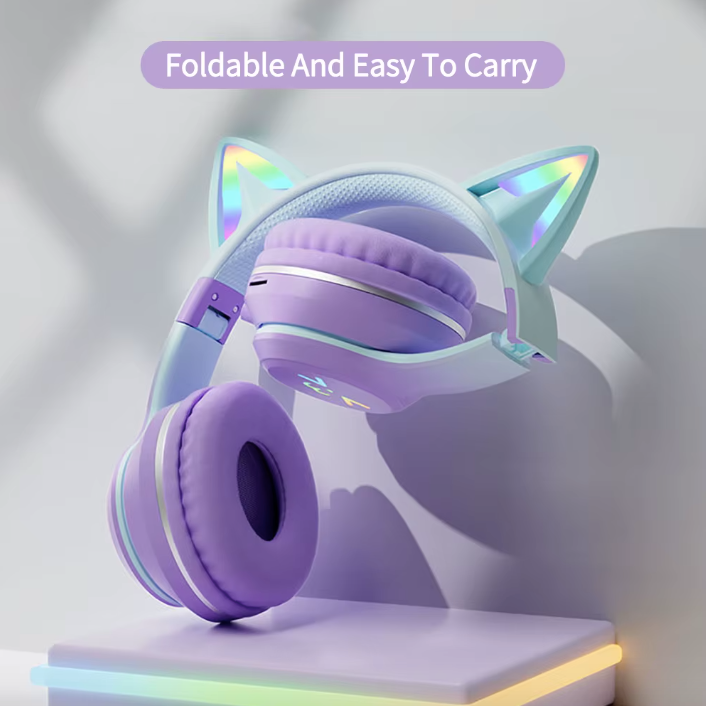 Casque Écouteurs Bluetooth sans fil - microphone - LED - stéréo