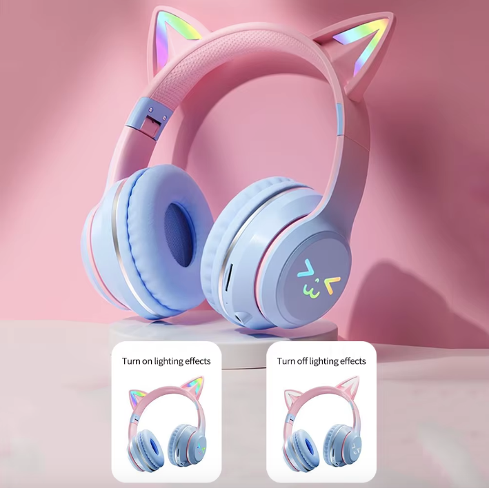 Casque Écouteurs Bluetooth sans fil - microphone - LED - stéréo