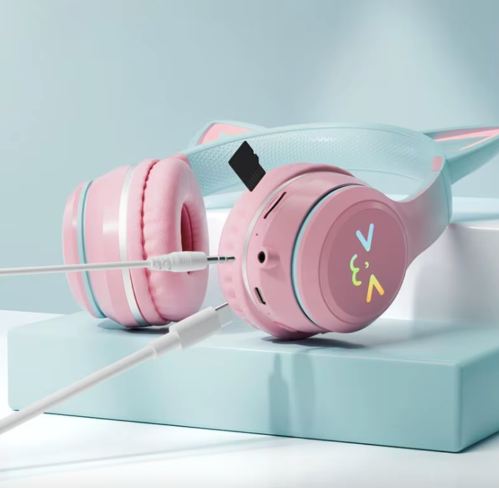 Casque Écouteurs Bluetooth sans fil - microphone - LED - stéréo