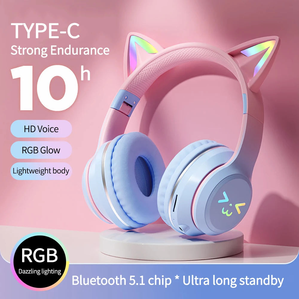 Casque Écouteurs Bluetooth sans fil - microphone - LED - stéréo