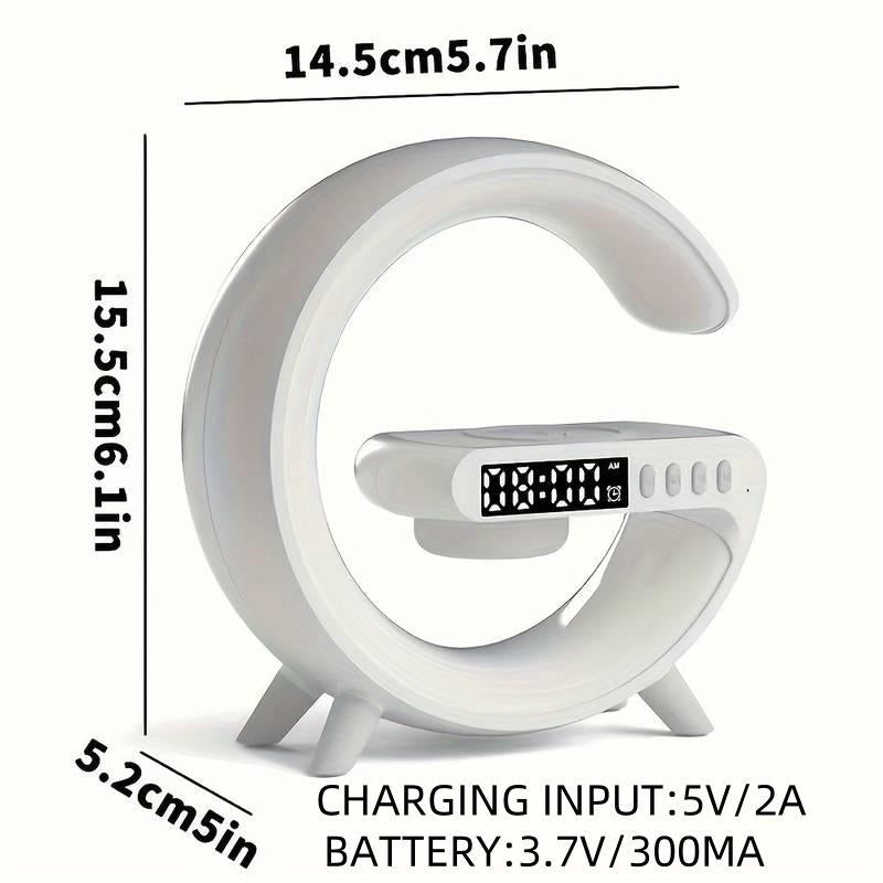 Lampe LED intelligente, chargeur sans fil 4 en 1, veilleuse, réveil et haut-parleur Bluetooth