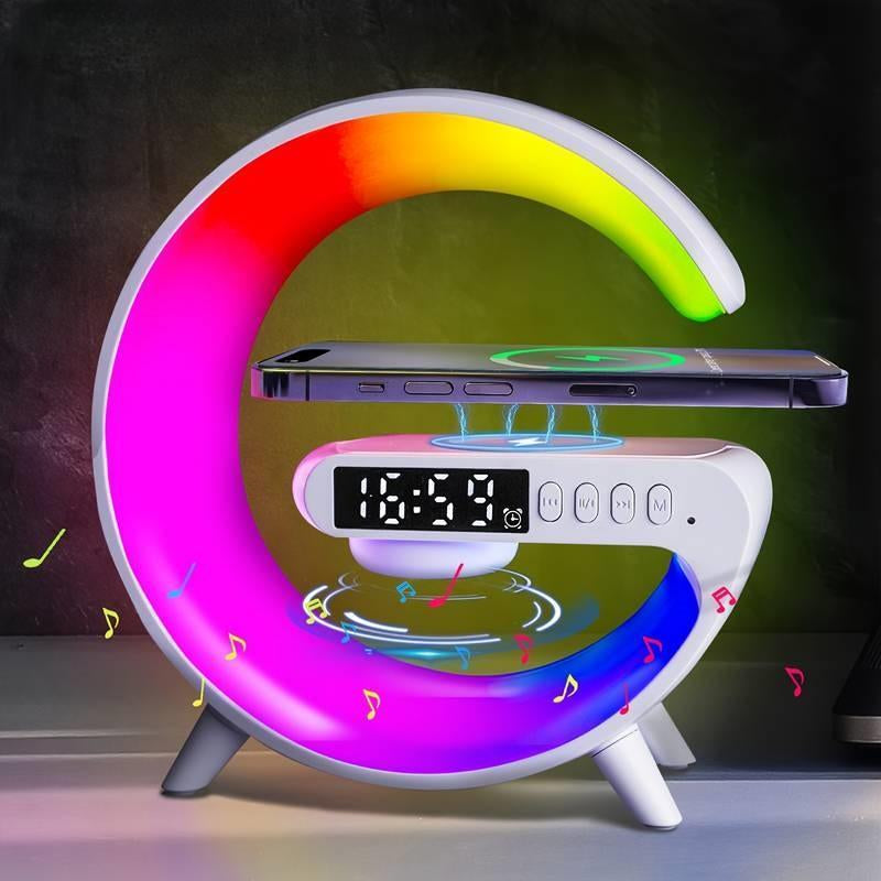 Lampe LED intelligente, chargeur sans fil 4 en 1, veilleuse, réveil et haut-parleur Bluetooth