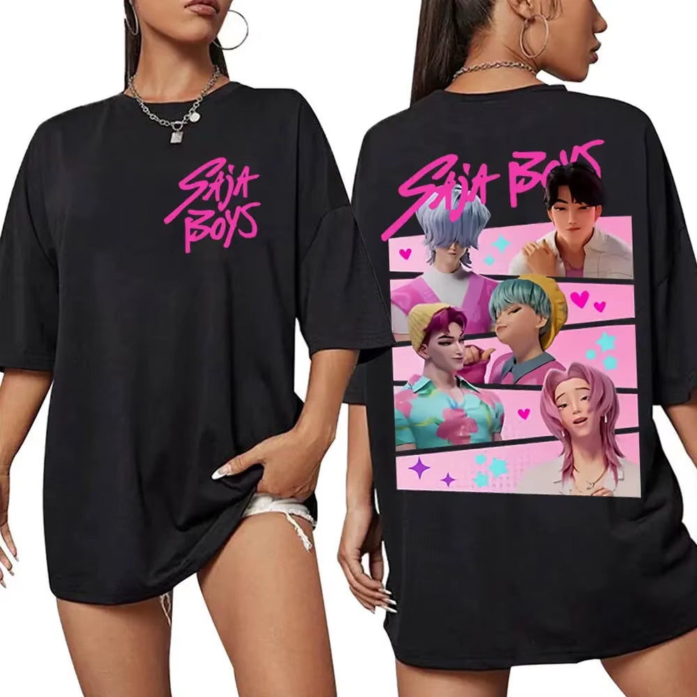Kpop Demon Hunters - Huntrix - Saja Boys - High Quality Cotton T-Shirt 
